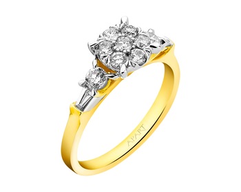 14 K Rhodium-Plated Yellow Gold Ring 0,50 ct - fineness 14 K