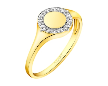 Zlatý pečetní prsten s diamanty 0,06 ct - ryzost 585