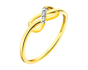 14 K Rhodium-Plated Yellow Gold Ring with Diamond 0,007 ct - fineness 14 K