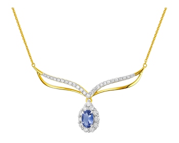 Zlatý náhrdelník s diamanty a tanzanitem - ryzost 585