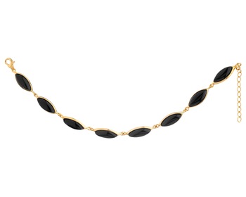 Gold-Plated Silver Bracelet with Onyx