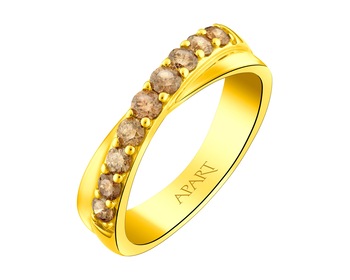 14 K Yellow Gold Ring with Diamonds 0,50 ct - fineness 14 K