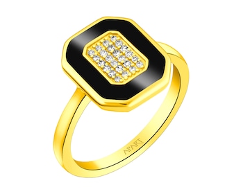 14 K Yellow Gold Ring with Diamonds 0,08 ct - fineness 14 K