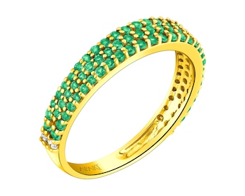 14 K Yellow Gold Ring with Diamonds - fineness 14 K