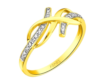 Zlatý prsten s diamanty 0,03 ct - ryzost 585