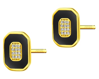 14 K Yellow Gold Earrings with Diamonds 0,05 ct - fineness 14 K
