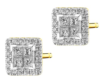 14 K Rhodium-Plated Yellow Gold Earrings  0,44 ct - fineness 14 K