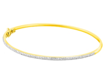 14 K Rhodium-Plated Yellow Gold Rigid Bracelet with Diamonds 0,50 ct - fineness 14 K
