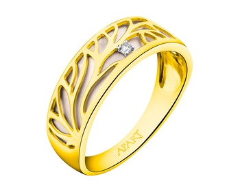 Prsten ze žlutého a bílého zlata s briliantem 0,008 ct - ryzost 585
