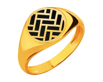 8 K Yellow Gold Signet Ring with Onyx