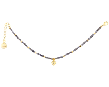 Pozlacený náhrdelník z mosazi s beryly a zirkonem - srdce