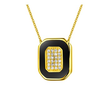 Zlatý náhrdelník s diamanty a smaltem 0,08 ct - ryzost 585