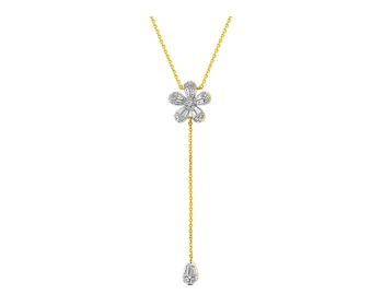 14 K Rhodium-Plated Yellow Gold Necklace 0,22 ct - fineness 14 K