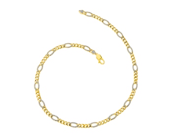 14 K Rhodium-Plated Yellow Gold Collar Necklace with Diamonds 0,50 ct - fineness 14 K