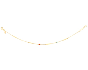 9 K Yellow Gold Bracelet with Coral