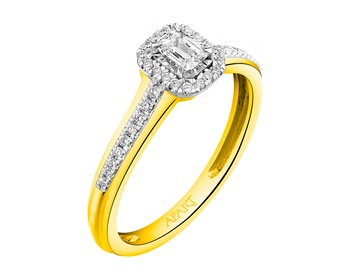 14 K Rhodium-Plated Yellow Gold Ring 0,32 ct - fineness 14 K