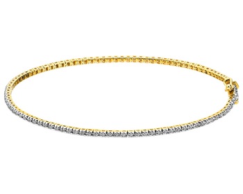 14 K Rhodium-Plated Yellow Gold Tennis Bracelet with Diamonds 0,24 ct - fineness 14 K