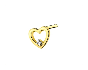 9 K Rhodium-Plated Yellow Gold Earring with Diamond 0,004 ct - fineness 9 K