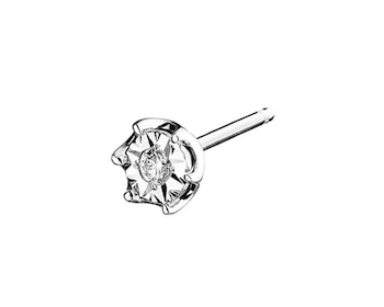 9 K Rhodium-Plated White Gold Earring with Diamond 0,01 ct - fineness 9 K
