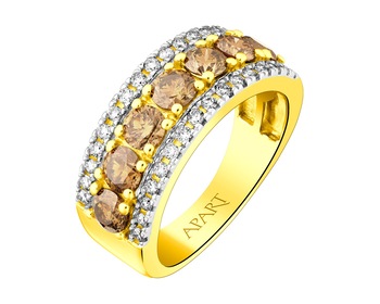 14 K Rhodium-Plated Yellow Gold Ring 1,66 ct - fineness 14 K