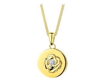 9 K Rhodium-Plated Yellow Gold Pendant with Diamond 0,004 ct - fineness 9 K
