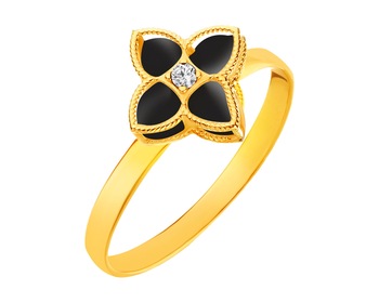 14 K Yellow Gold Ring with Synthetic Onyx
