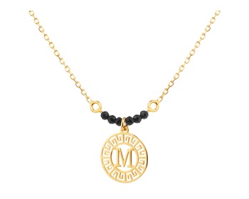 Stříbrný náhrdelník s broušeným sklem - písmeno M, rozeta