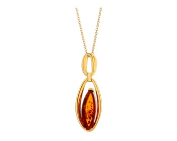 Gold-Plated Silver Pendant with Amber