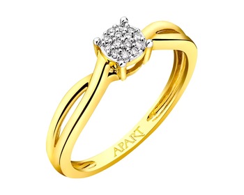 Prsten ze žlutého zlata s diamanty 0,03 ct - ryzost 585