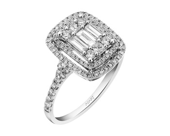 14 K Rhodium-Plated White Gold Ring 0,81 ct - fineness 14 K
