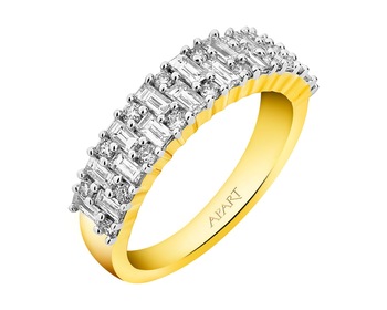 14 K Rhodium-Plated Yellow Gold Ring  0,99 ct - fineness 14 K