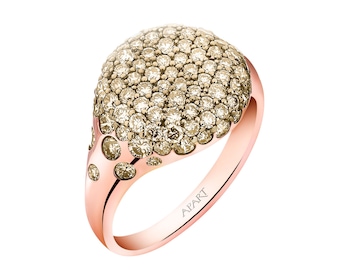 Pečetní prsten z růžového zlata s brilianty 1,46 ct - ryzost 585