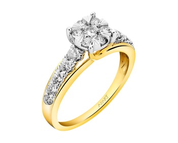 Prsten ze žlutého a bílého zlata s diamanty 0,75 ct - ryzost 585