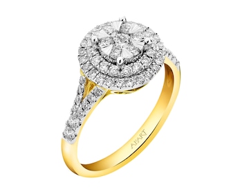 585 Yellow And White Gold Plated Ring with Diamonds 0,65 ct - fineness 585