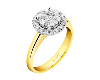 Prsten ze žlutého a bílého zlata s diamanty 0,52 ct - ryzost 585