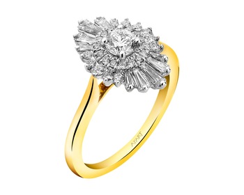 14 K Rhodium-Plated Yellow Gold Ring 0,70 ct - fineness 14 K