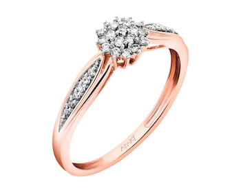 Prsten z růžového zlata s diamanty 0,14 ct - ryzost 585