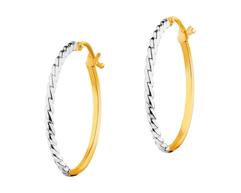 9 K Rhodium-Plated Yellow Gold Hoop Earring