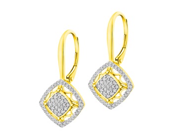 14 K Rhodium-Plated Yellow Gold Dangling Earring with Diamonds 0,32 ct - fineness 14 K