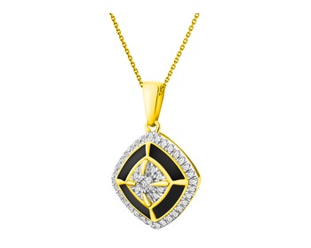 Přívěsek ze žlutého a bílého zlata s diamanty a smaltem 0,12 ct - ryzost 585
