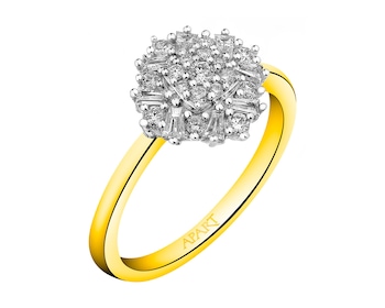 14 K Rhodium-Plated Yellow Gold Ring 0,39 ct - fineness 14 K
