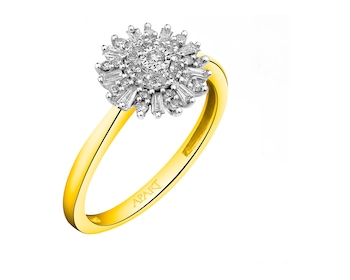 585 Yellow And White Gold Plated Ring 0,25 ct - fineness 585