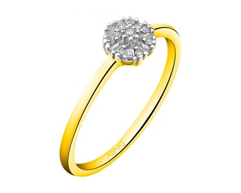 14 K Rhodium-Plated Yellow Gold Ring 0,09 ct - fineness 14 K