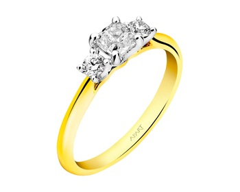 Pierścionek z żółtego i białego złota z diamentami - VS2 / H 0,70 ct - próba 585