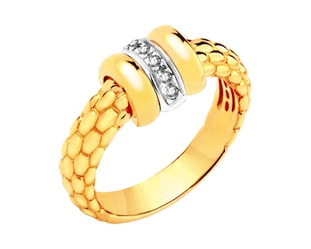 Yellow and white gold ring with brilliants 0,05 ct - fineness 750