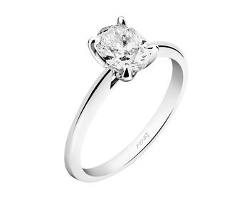 18 K Rhodium-Plated White Gold Ring with Diamond 1 ct - fineness 18 K