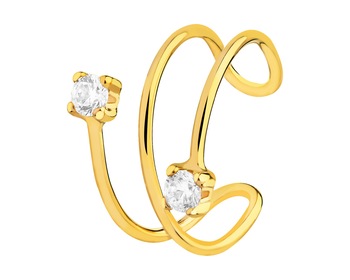 8 K Yellow Gold Ear Cuff with Cubic Zirconia