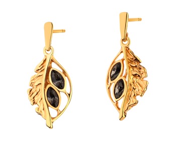 Gold-Plated Silver Dangling Earring with Glass