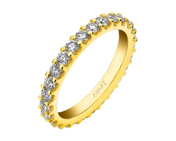 18 K Yellow Gold Ring with Diamonds 1,50 ct - fineness 18 K