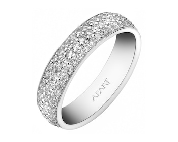 18 K Rhodium-Plated White Gold Ring with Diamonds 1,40 ct - fineness 18 K